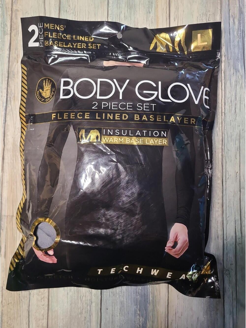 Body Glove Men's  LARGE Gray 2PC Fleece Lined Base layer Set Pants & Shirt